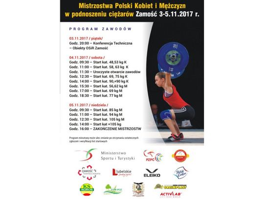 Mistrzostwa Polski Kobiet i Mężczyzn w podnoszeniu ciężarów (3-5 listopada)