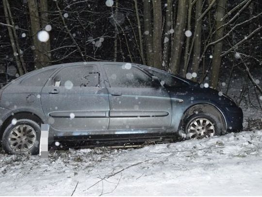 Pow. biłgorajski: Straciła panowanie nad pojazdem na oblodzonej jezdni i uderzyła w drzewa