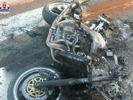 Siennica Różana: Motocykl stanął w płomieniach