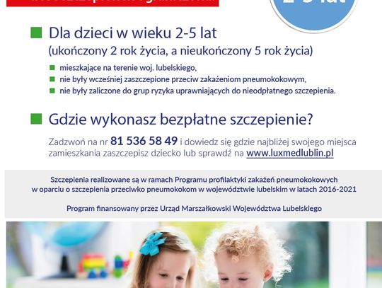 Trwa trzecia edycja programu bezpłatnych szczepień chroniących przed sepsą dla dzieci z województwa lubelskiego
