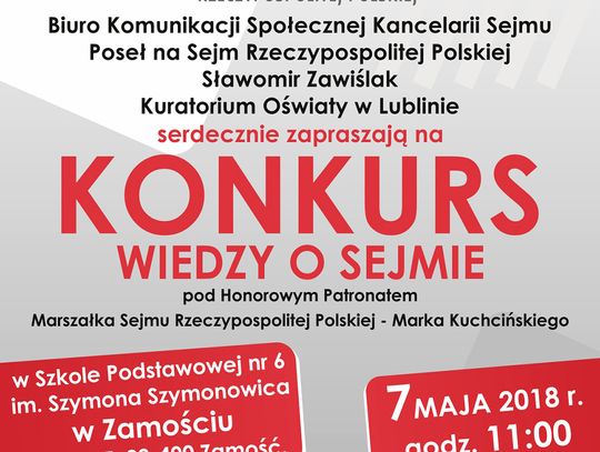 Zaproszenie do udziału w Konkurs Wiedzy o Sejmie