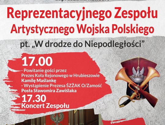 Zaproszenie na koncert Reprezentacyjnego Zespołu Artystycznego Wojska Polskiego w Hrubieszowie